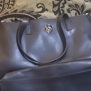 Joy Mangano Black Tote Bag with Structured Design